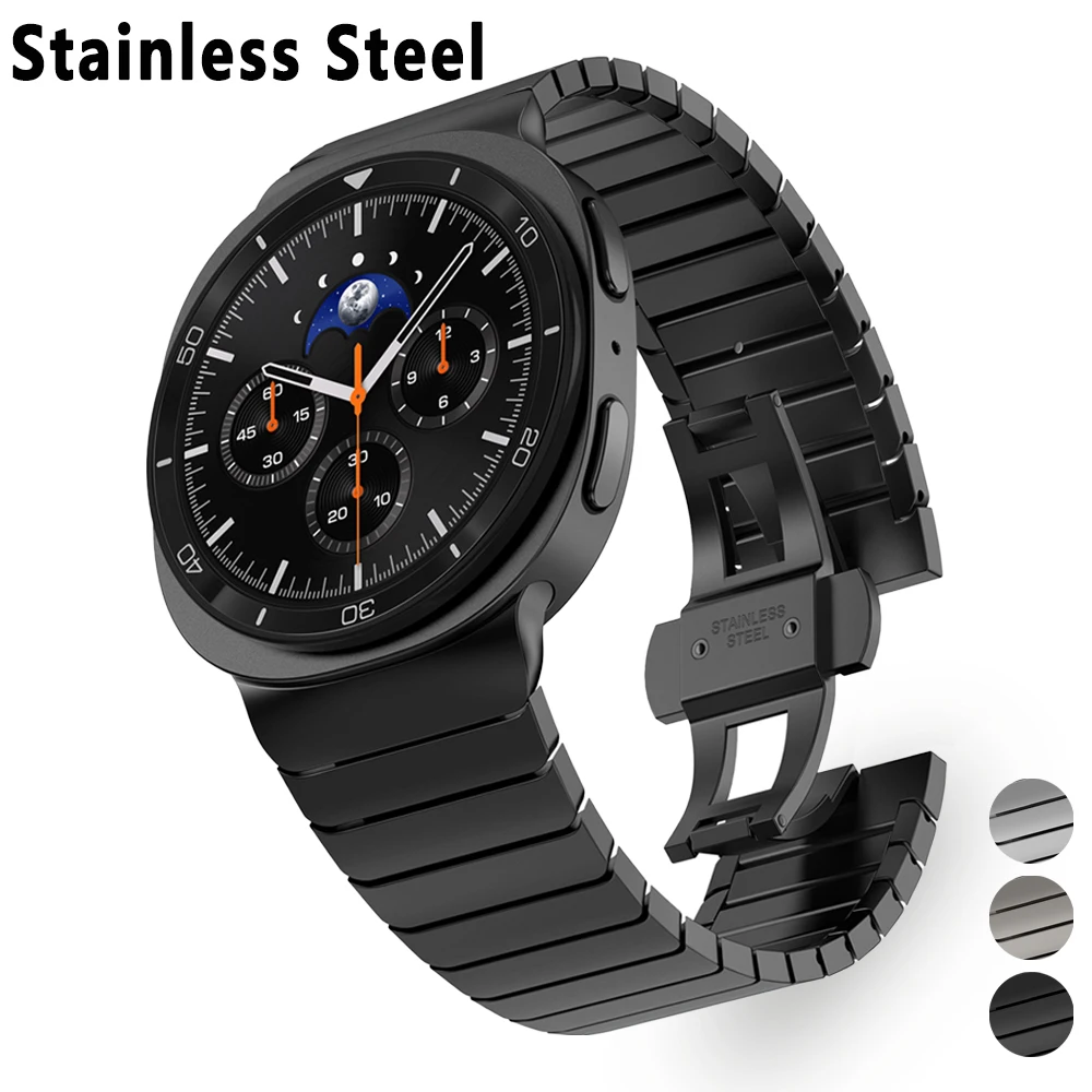 

Ремешок из нержавеющей стали для Samsung Galaxy Watch Ultra 2025 47 мм, роскошный деловой ремешок для Galaxy Watch 8 Classic, 46 мм, 8, 44 мм, 40 мм
