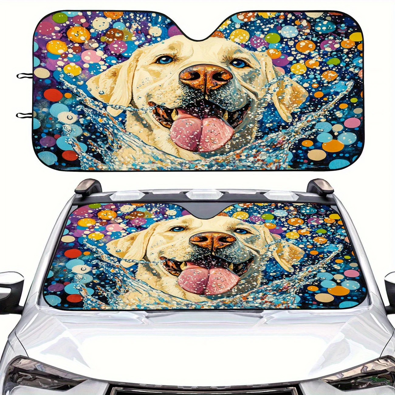 

Labrador Dog Car Sunshade with Colorful Durable Tear-Resistant Fabric, Foldable Fit for All Vehicles