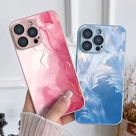 Tempered Glass Gradient Painting Case For Samsung S24 Ultra S23 S22 Plus S20 S21 FE A53 A54 A52 A13 A14 A33 A12 A25 A32 A34 A51