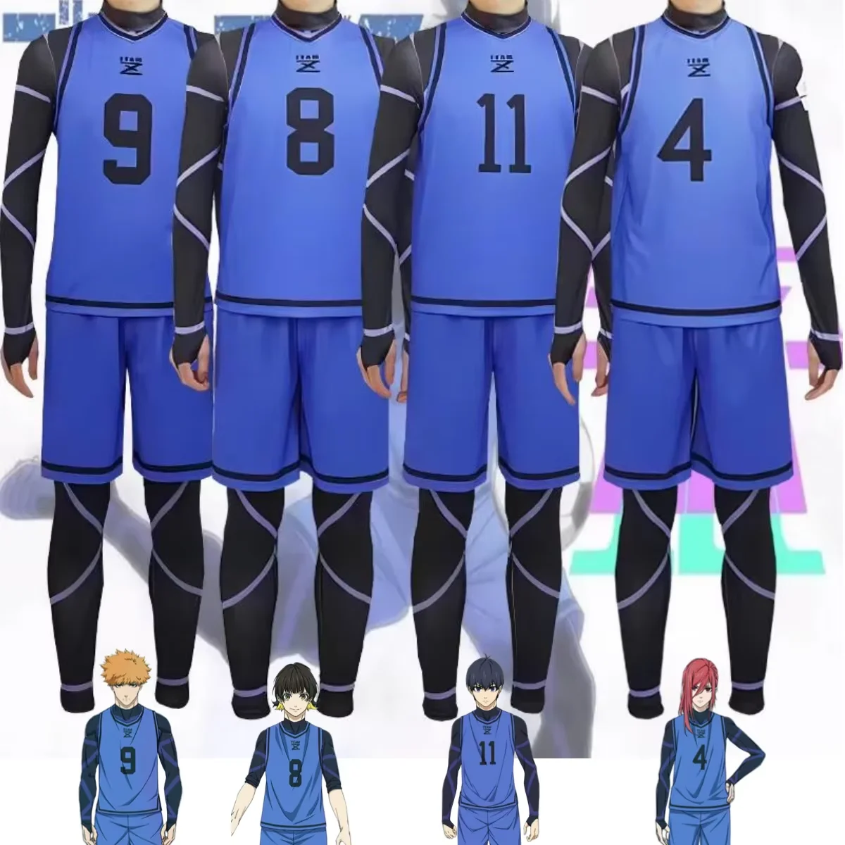 

Anime Blue Lock Isagi Cosplay Costumes Chigiri Training Football Jersey Meguru Sportswear Jumpsuit Kunigami Soccer Uniform Set