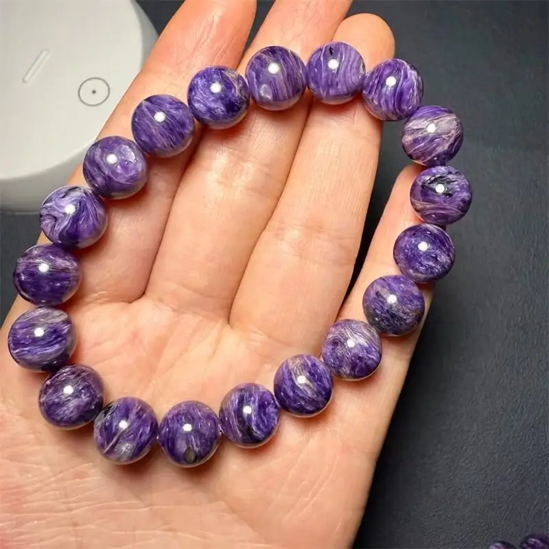 

10MM Natural Charoite Bead Bracelet Fashion Women Healing Fengshui Jewelry Reiki Energy Stone Gift 1PCS
