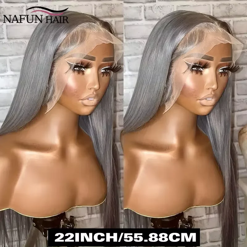 

Серебристо-серые прямые парики с фронтальной шнуровкой 13x6, предварительно выщипанные, цвет 613, прозрачные парики из человеческих волос с фронтальной шнуровкой 13x4 для женщин