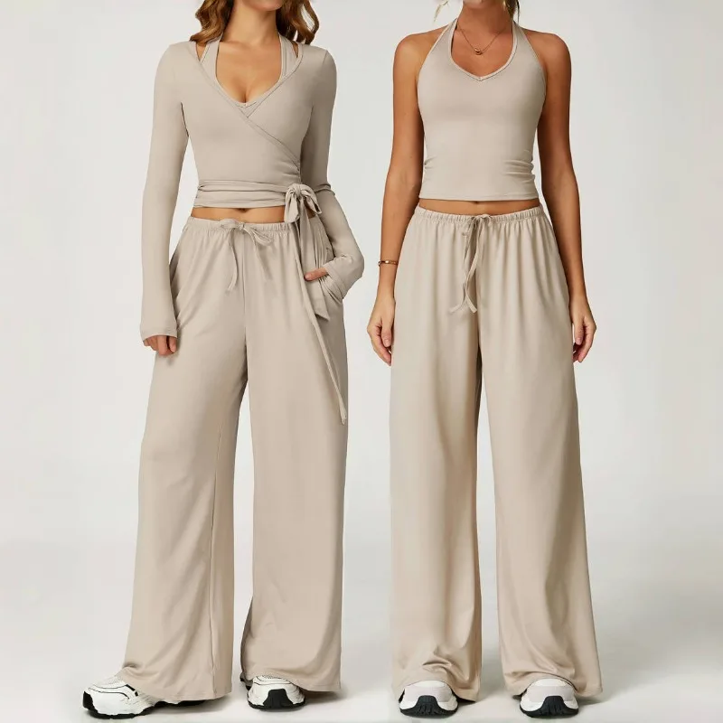 

Women's Hair Grinding Yoga Set Quick Drying Nude Feeling Beautiful Back Suspender Sports Set Outdoor Running Fitness Suit