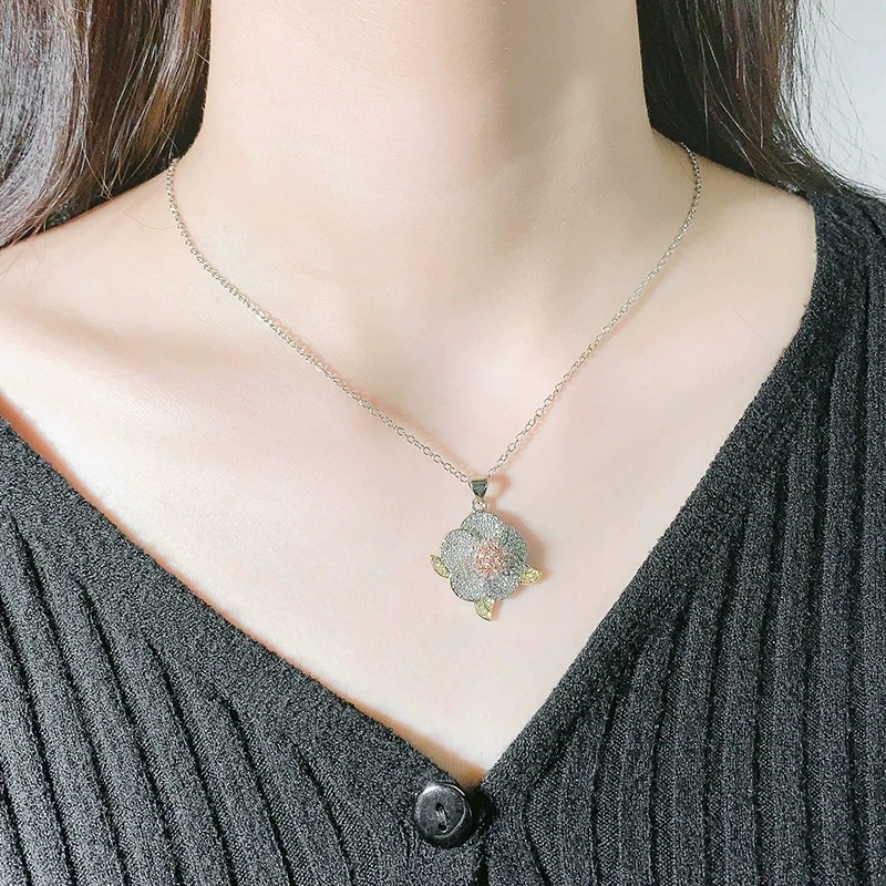 

Роскошные ювелирные изделия из стерлингового серебра 925 пробы с цветочной огранкой и цирконом, благородное ожерелье для помолвки, женский подарок на день рождения