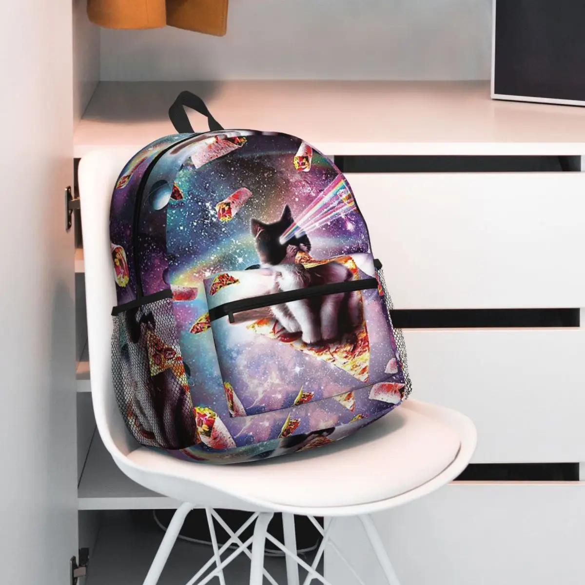 Space Pizza Cat Meme Backpack Student BookBag Children School Bag Computer Shoulder Bags for Boys Girls
