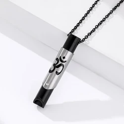 Fashion Stainless Steel Hollow Mindfulness Meditation Pendants Regulates Breathing Relieves Stress Anxiety Yoga Whistle Necklace