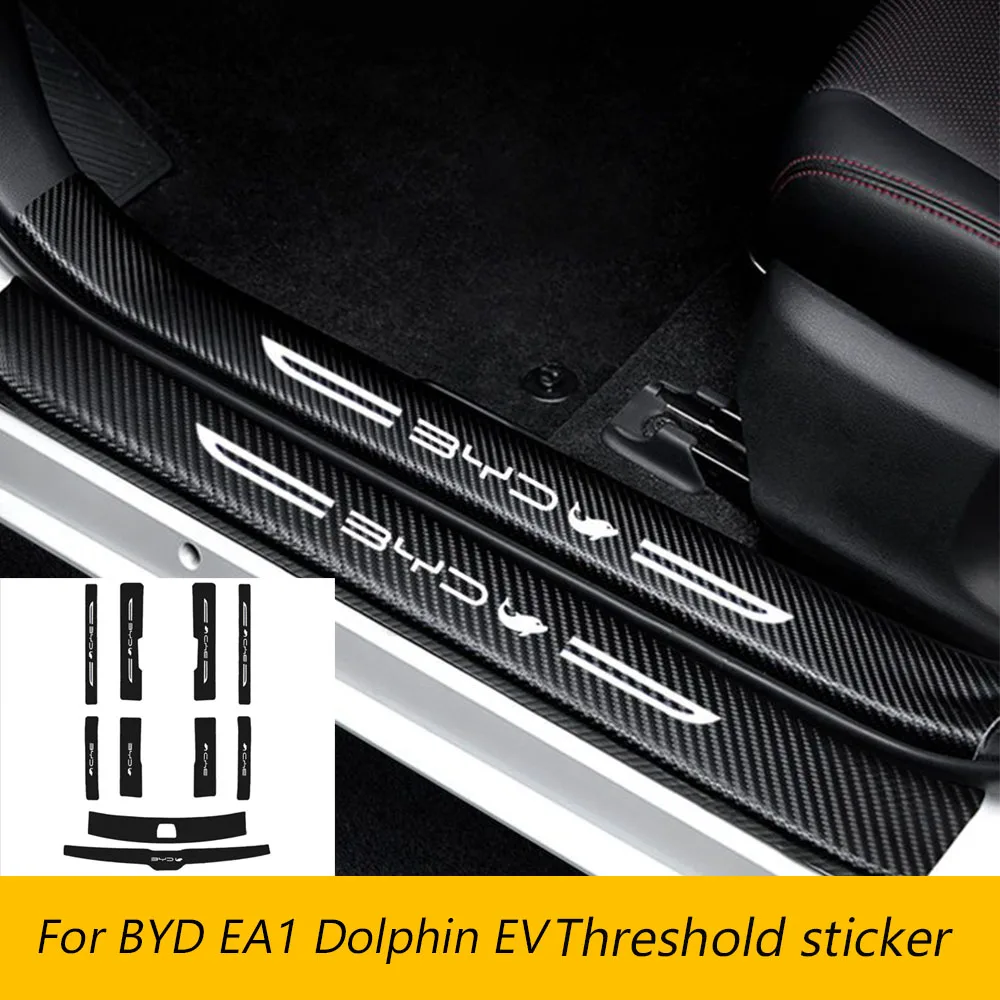 

Car Door Sills Scuff Plate Threshold Protector Interior Imitation Carbon Fiber Sticker Trim For BYD EA1 Dolphin EV Accessories