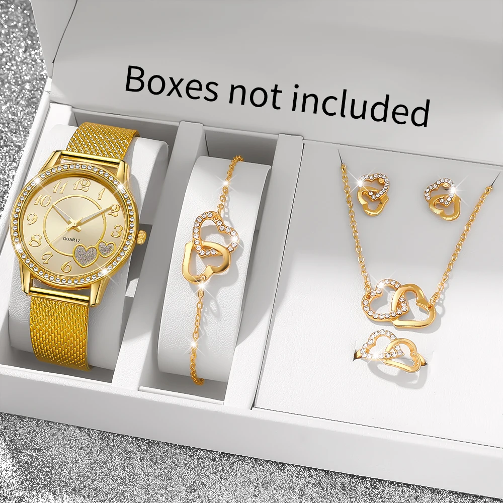 6PC Fashion Ladies Watch + Accessories Set, the perfect combination of watch and accessories, the ideal gift choice