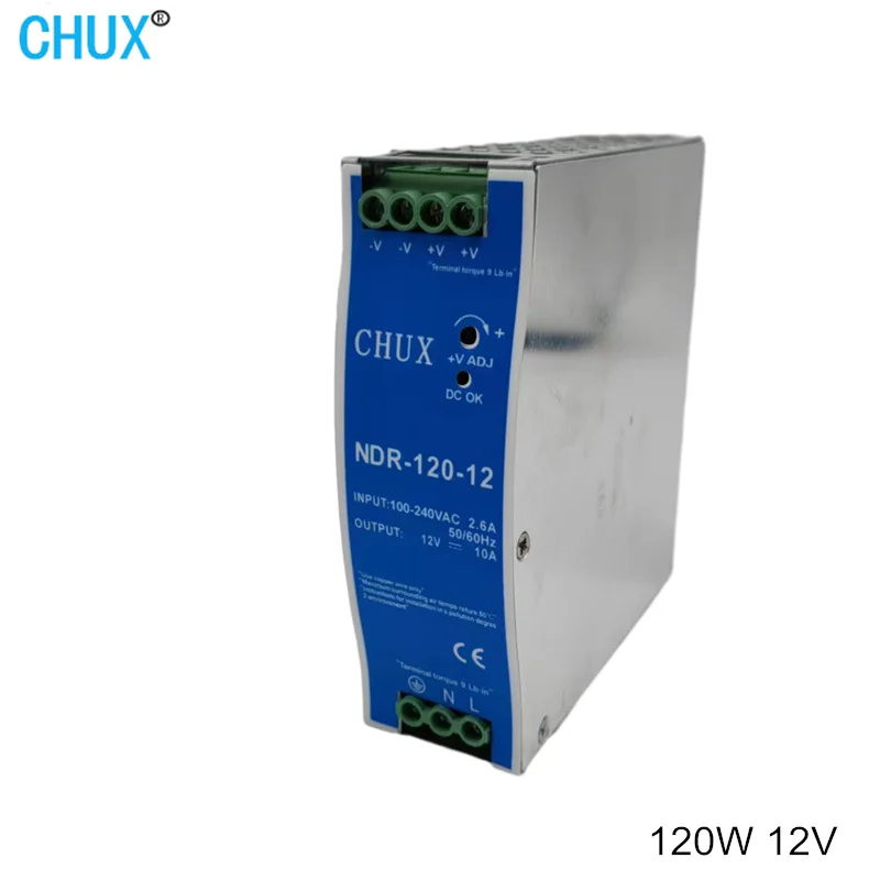 

CHUX NDR120W 12V AC TO DC Industrial Switching Power Supply DIN Rail NDR Type NDR-120W-12V Input 100V-220V SMPS