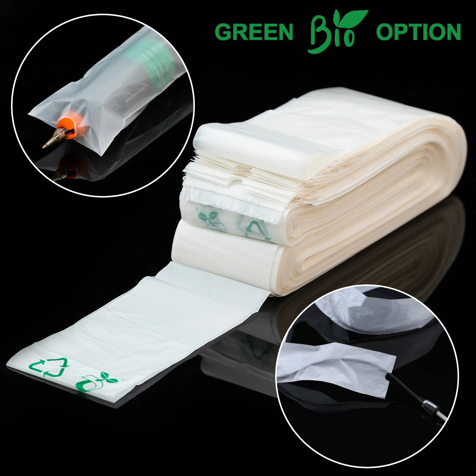 

EZ Green Option Pen Machine & Clip Cord Sleeve Covers Bags Highly-Biodegradable Recycle for Regular Clip Cord 100 Sleeves/Box