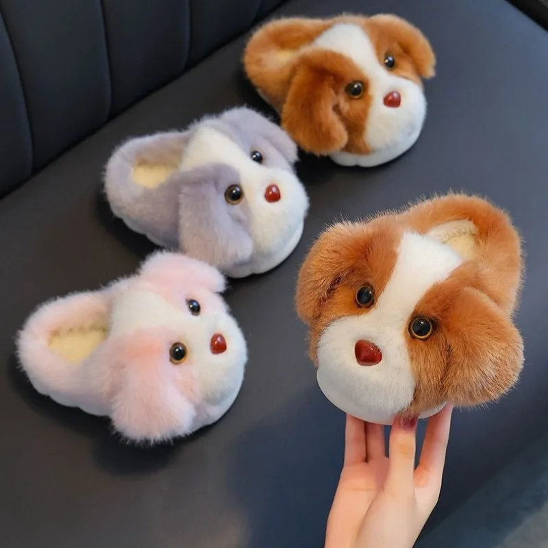 2026 NEW Comfortable Cartoon Girls Slippers Indoor Home Warm Cotton Slippers Boys Baby Furry Shoes