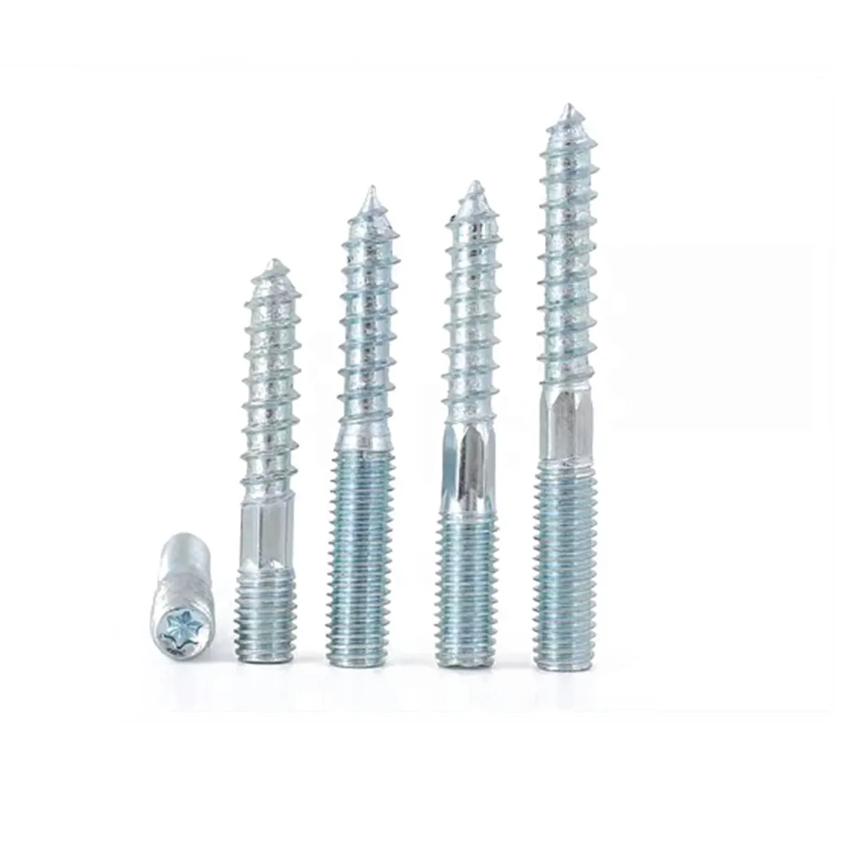 Carbon Steel Plum Blossom Headless Screw, Double Head Pointed Tail Self-Tapping Fastener M6-M12