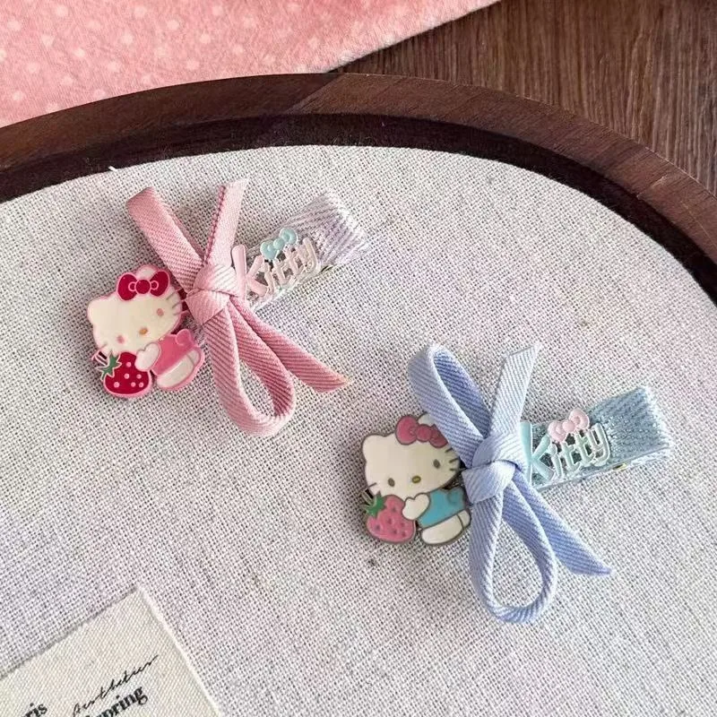 

Cute, Fashionable, Pink, Sweet Katy Cat Bow Hair Clip Set, Female Cat Side Clip Cartoon Hair Accessory Fabric Wholesale