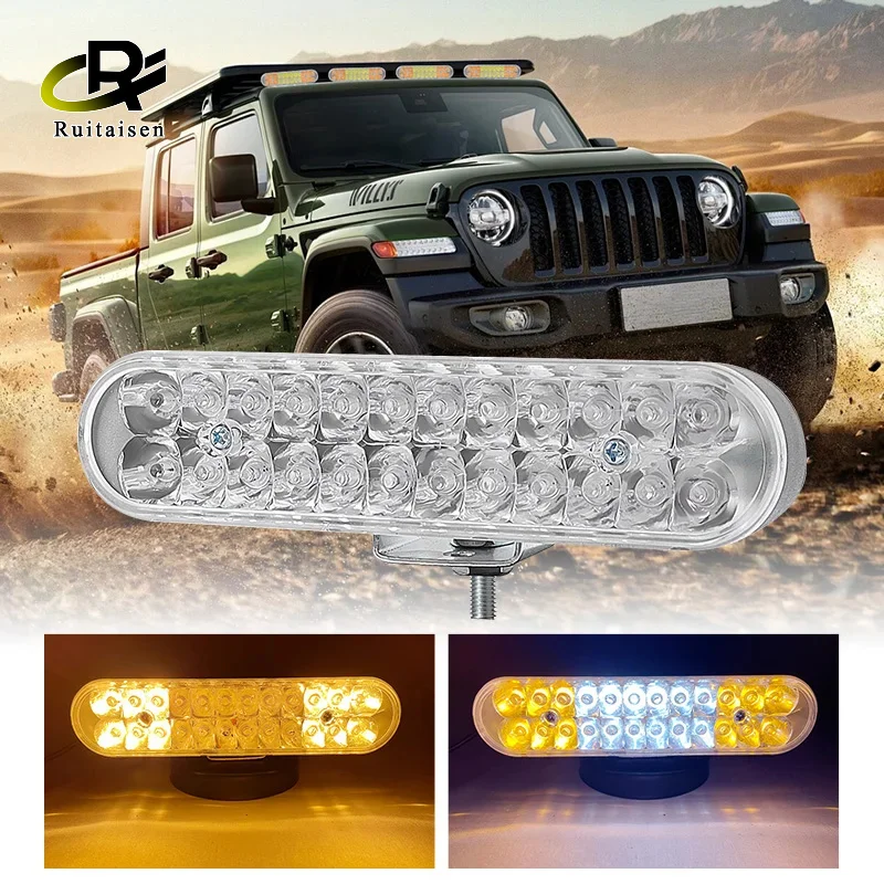 

24W LED Work Light Strip Shape Light Bar 6000K Spot White Yellow Off Road Head Car light IP67 Auto parts for Multiple Scenes
