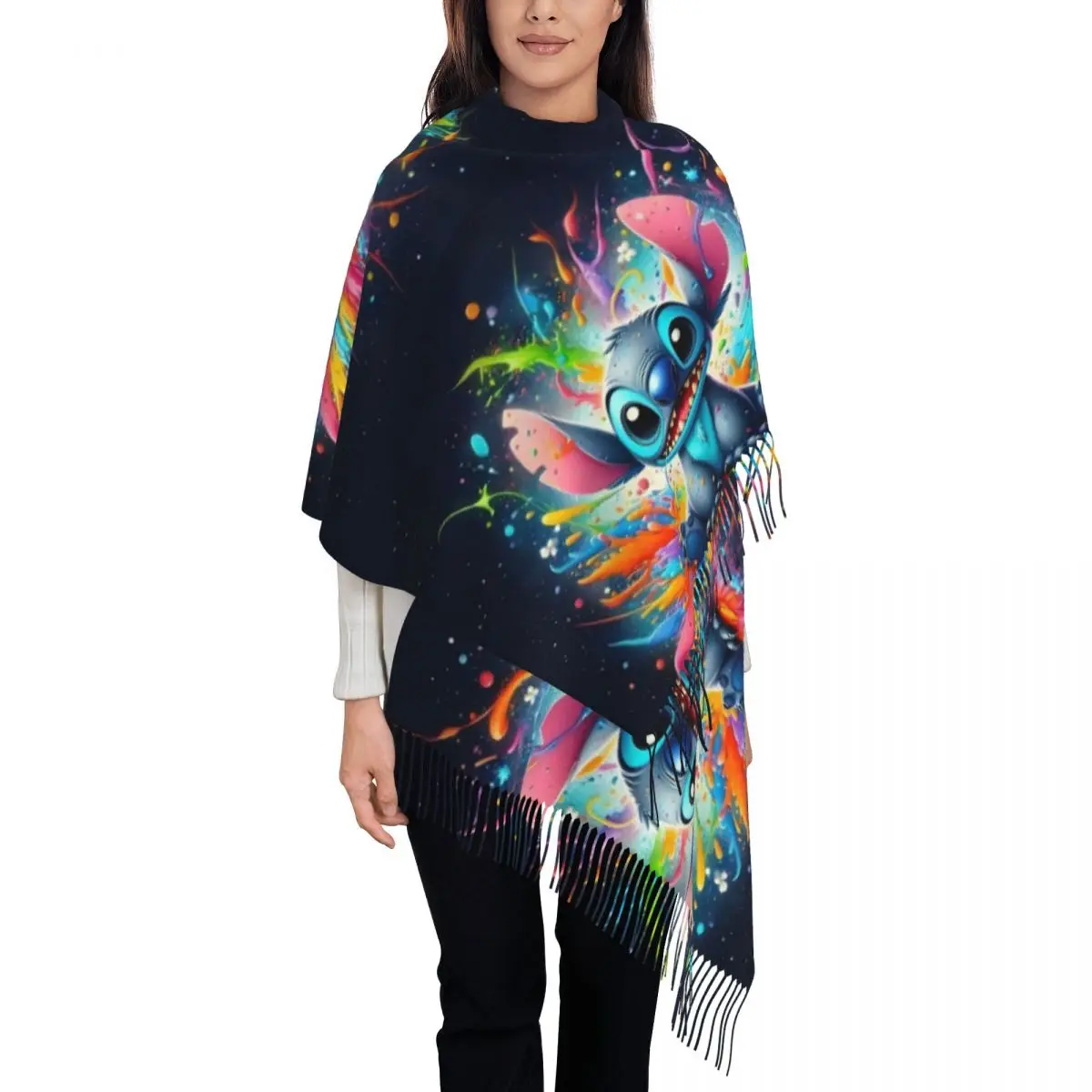 

Custom Printed Lilo And Stitch Anime Scarf Men Women Winter Warm Scarves Cartoon Kawaii Shawls Wraps