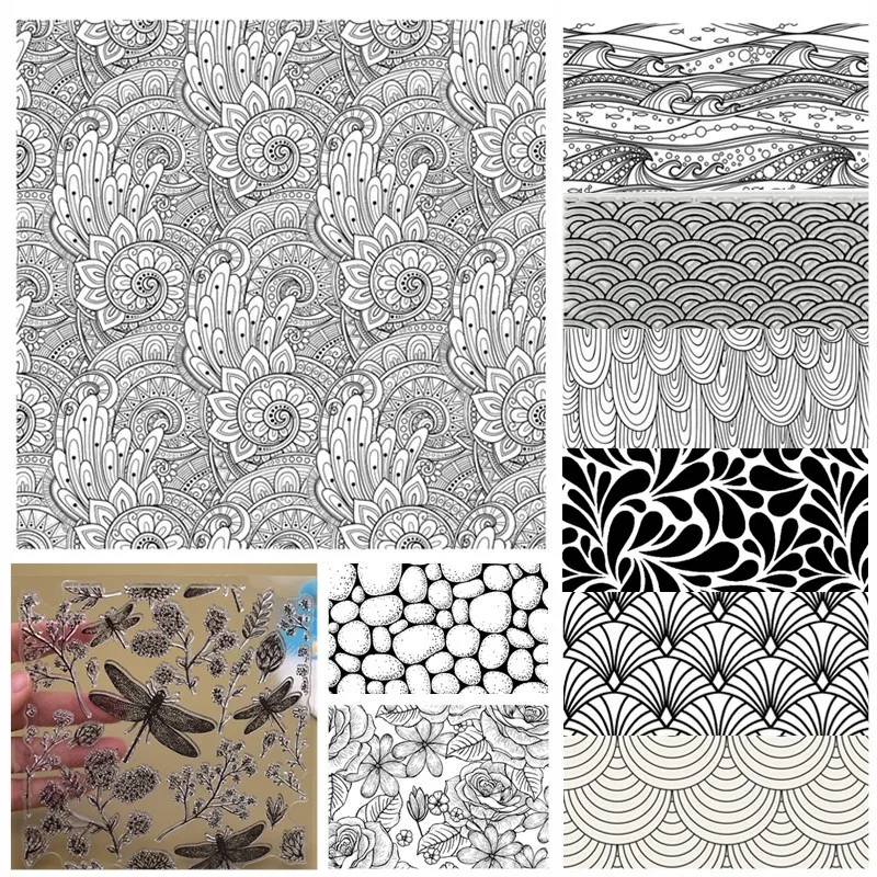 SNASAN Ripple Polymer Clay Texture Stamp Sheets Background Pattern DIY Embossing Art Clay Pottery Tools Individual Design