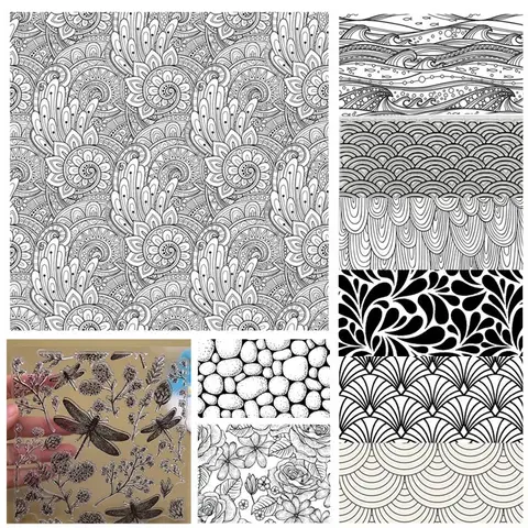 SNASAN Ripple Polymer Clay Texture Stamp Sheets Background Pattern DIY Embossing Art Clay Pottery Tools Individual Design