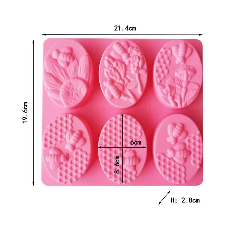 New 6 Cavities Bee Oval Honeycomb Silicone Soap Mold DIY Soap Making Kit Handmade Baking Candle Mold Craft Supplies Home Decor