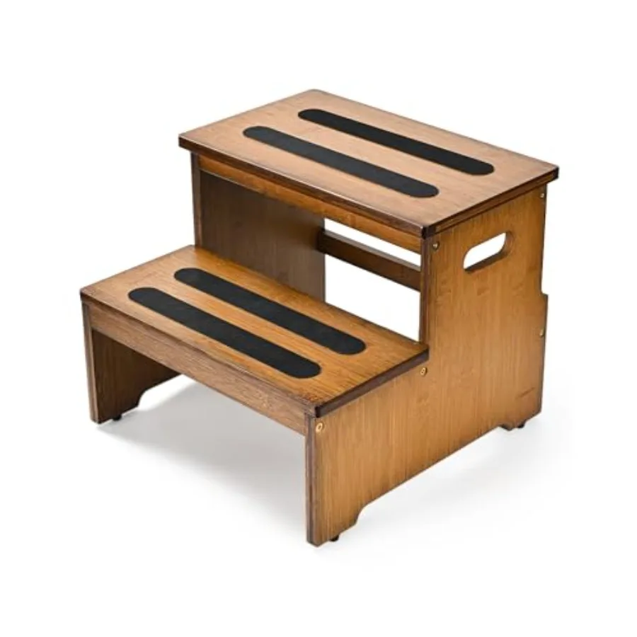 

Двухступенчатая подставка-табурет для взрослых, усиленная, из бамбука, с широкими противоскользящими ступенями, высота 13 дюймов, грузоподъемность 400 фунтов, с противоскользящими ножками, устойчивая конструкция.