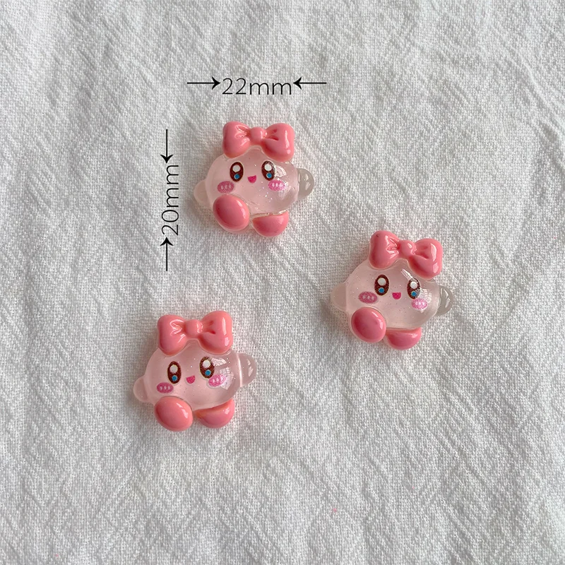 1/30 Stück Eis-transparente Kirby 2cm Harz-Anhänger, niedliche Cartoon-DIY-Teile für Haarspangen und Schmuckzubehör – Detail 11