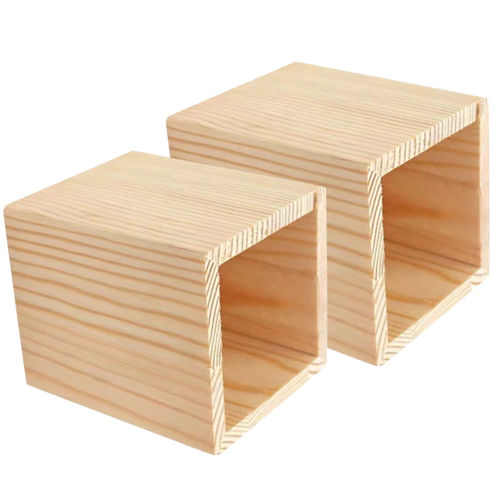 

2 Pcs Pine Pen Holder Succulent Pencil Work Desk Makeup Brush Pot Wood Container for Organiser