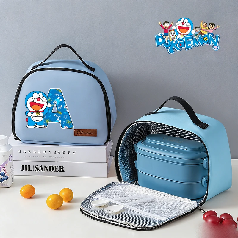 

Doraemon Boy Girl Lunch Bag Student Thermal Food Bag Cartoon Letter Bento Handbag Portable Insulation Bento Pack Meal Pack Gift
