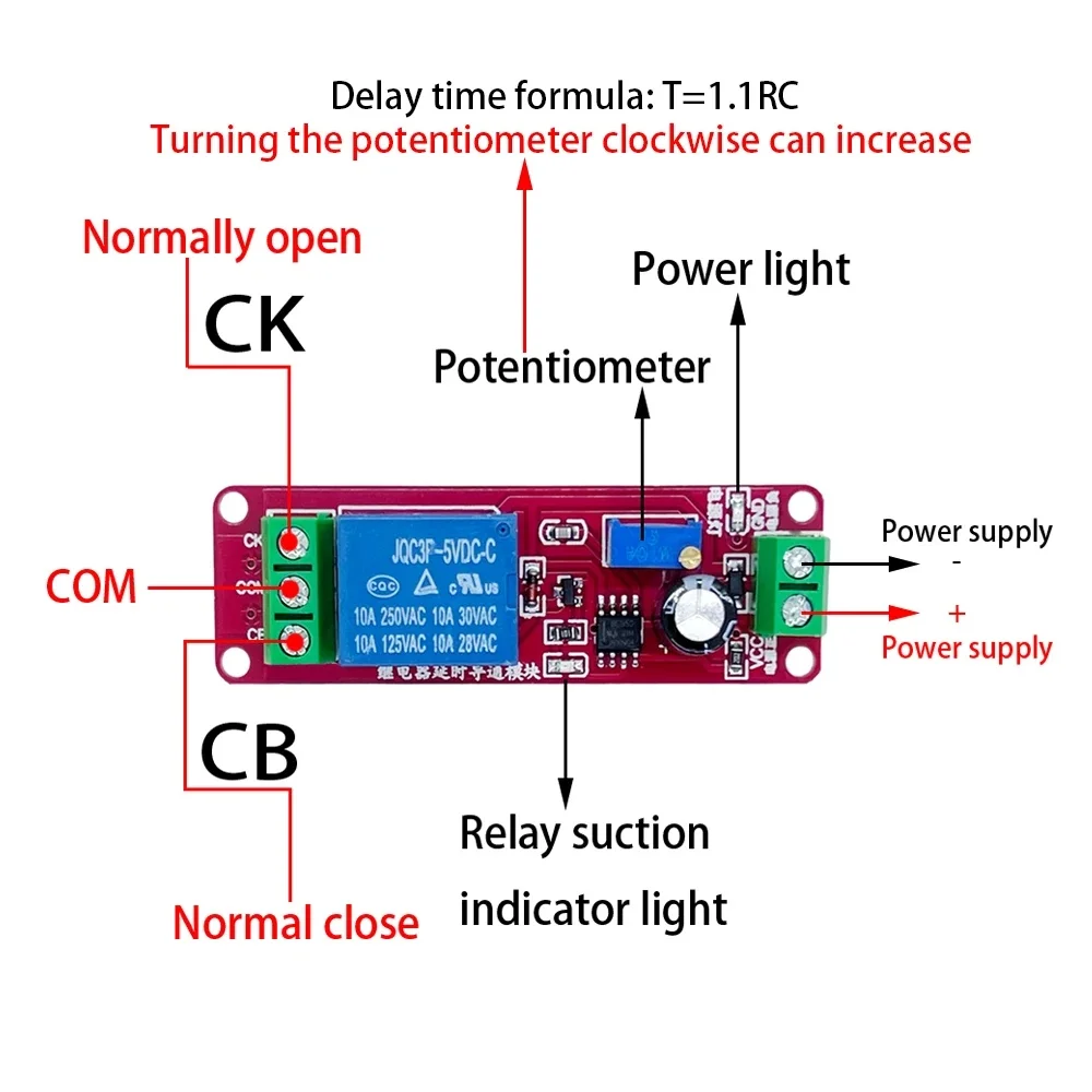 NE555 Timer Switch Adjustable Disconnect Module Time delay relay Module DC 5V 12V Delay relay shield 0~10S