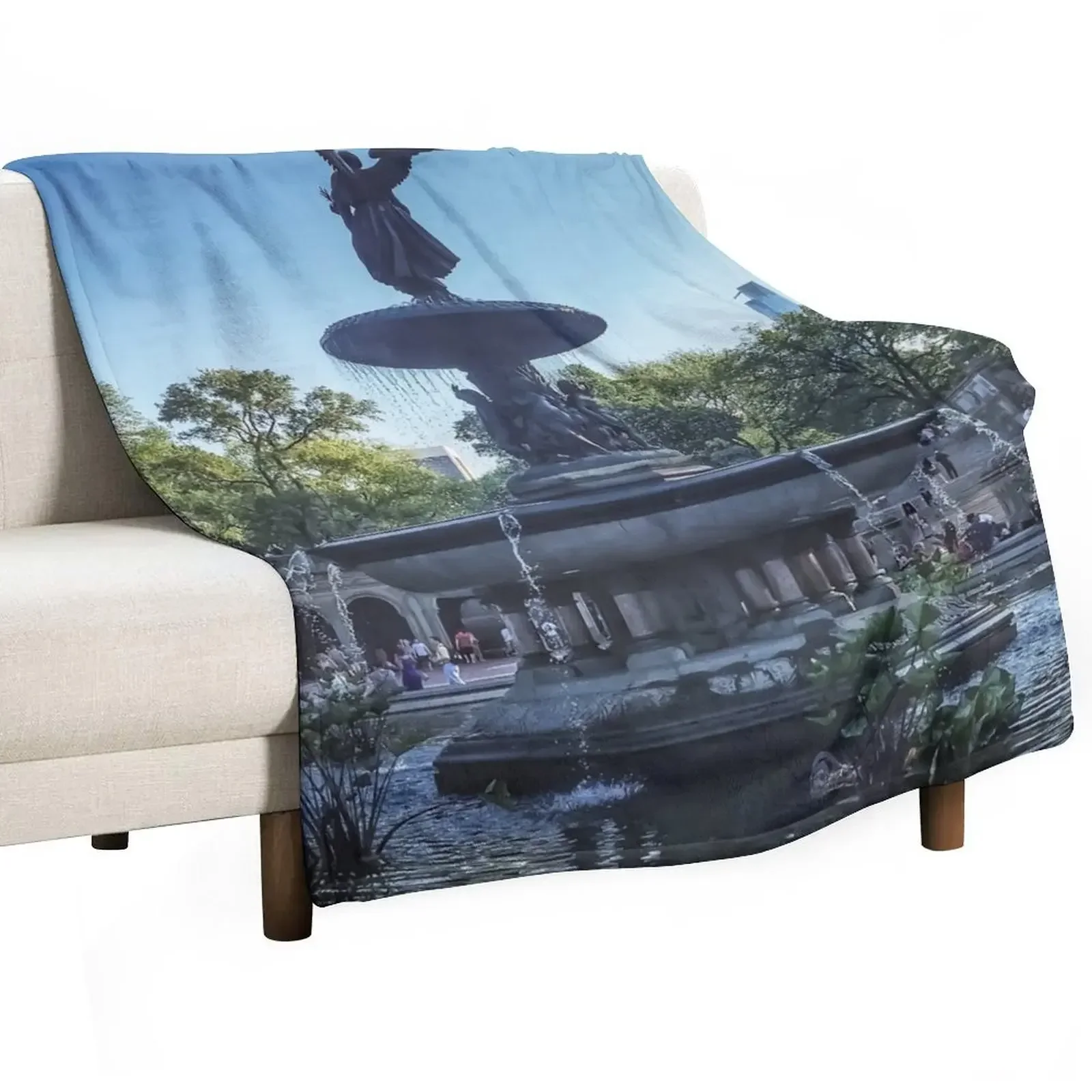 Bethesda Fountain, Central Park, NYC Throw Blanket Soft Plaid Weighted Hair bed plaid Bed covers christmas gifts Blankets