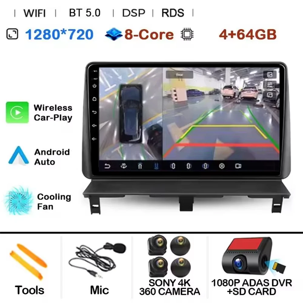 Android 15 autoradio multimediaspeler GPS DSP voor Peugeot Partner 1 2002 - 2008 Partner Origin 1 2008 - 2011 met Carplay