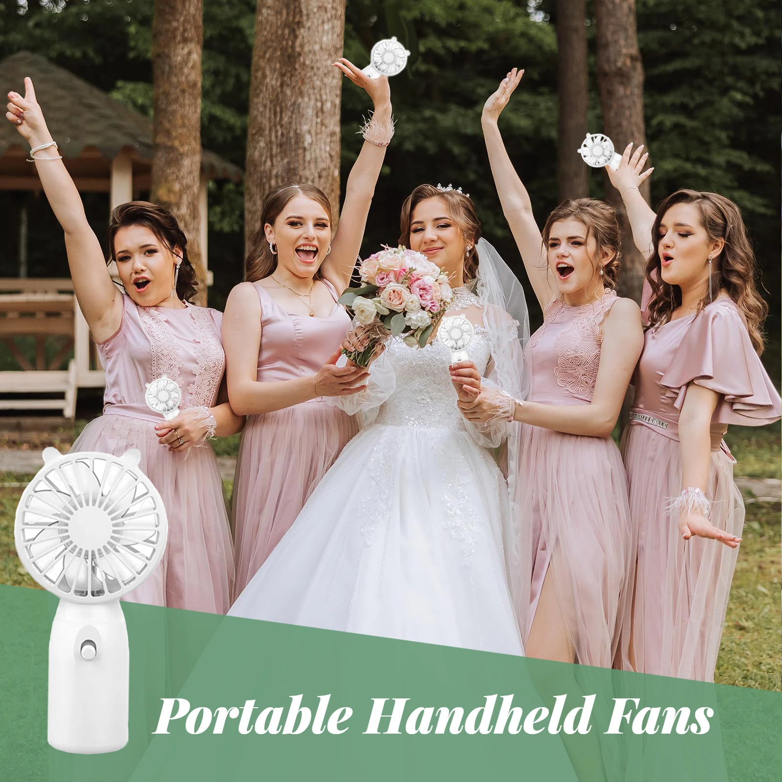 5-50pcs Portable Handheld Fans Wedding Favor for Guests Battery Powered Personal Fan Makeup Eyelash Fan Travel Pocket Mini Fans