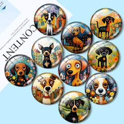Dog Naive Art 10PCS 12mm/18mm/20mm/25mm Round photo glass cabochon demo flat back Making findings bracelets