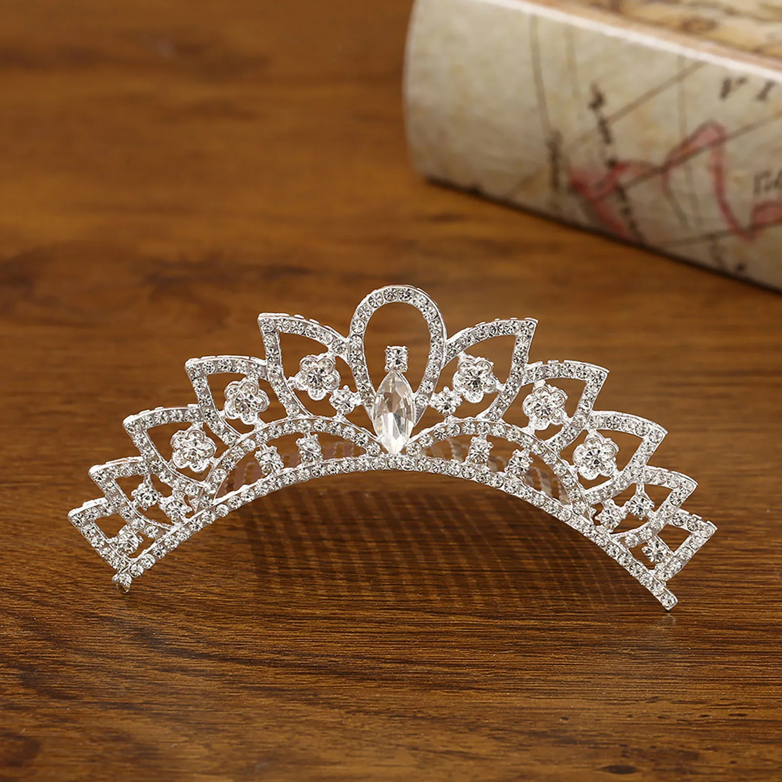 Mini Princess Diadem Simple Tiaras and Crowns with Hair Comb Little Girls Hair Jewelry Shiny Crystal Headbands Fashion Headdress