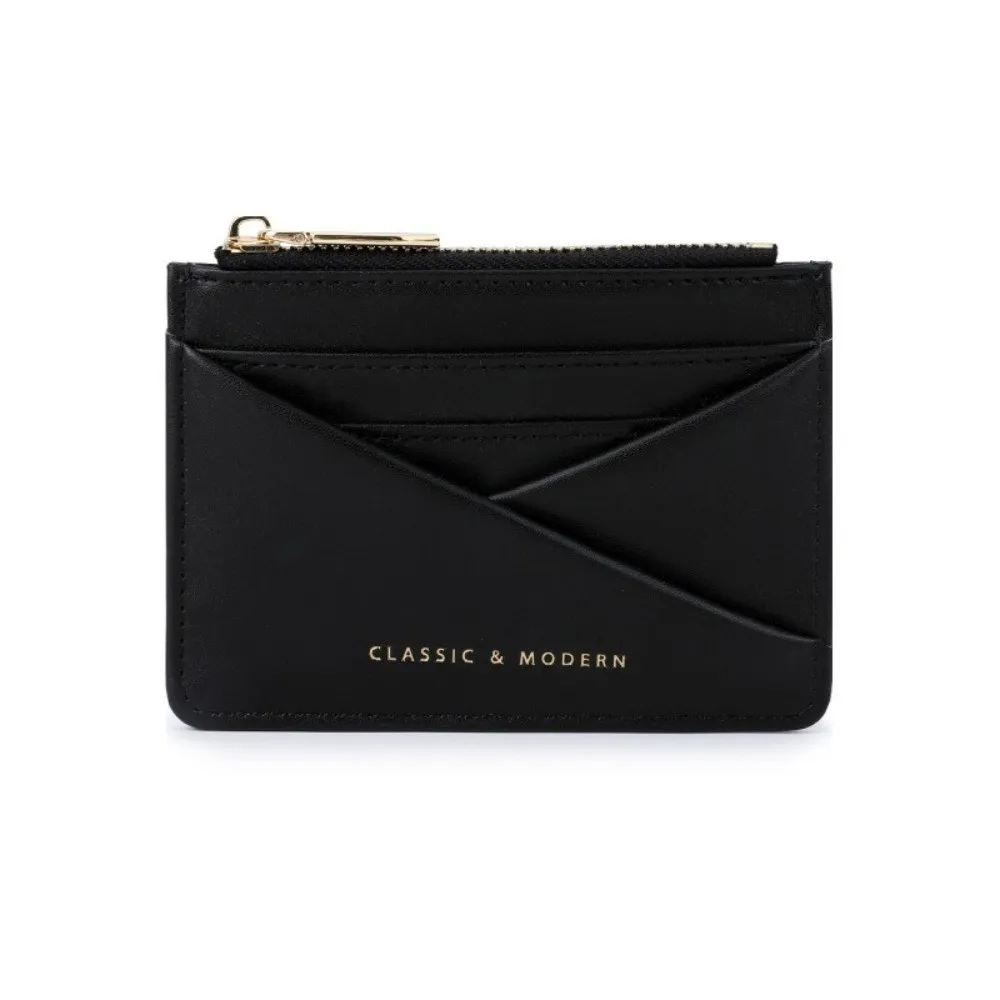 Portable Solid Color Short Wallet Korean Style Ultra Thin Card Bag Multi-function Clutch PU Leather Card Holder Men