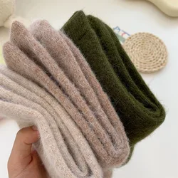 Winter Rabbit Hair Wool Warm Women High Long Socks Soft Candy Color Thermal Cashmere Harajuku Fashion Thickening Crew Stockings