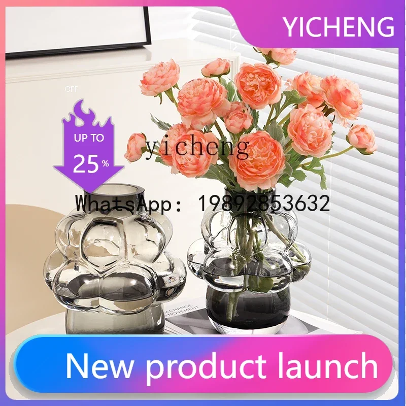 

X2creative Nordic glass vase ornament, living room flower arrangement, water raising flowers light luxury high-end decoration