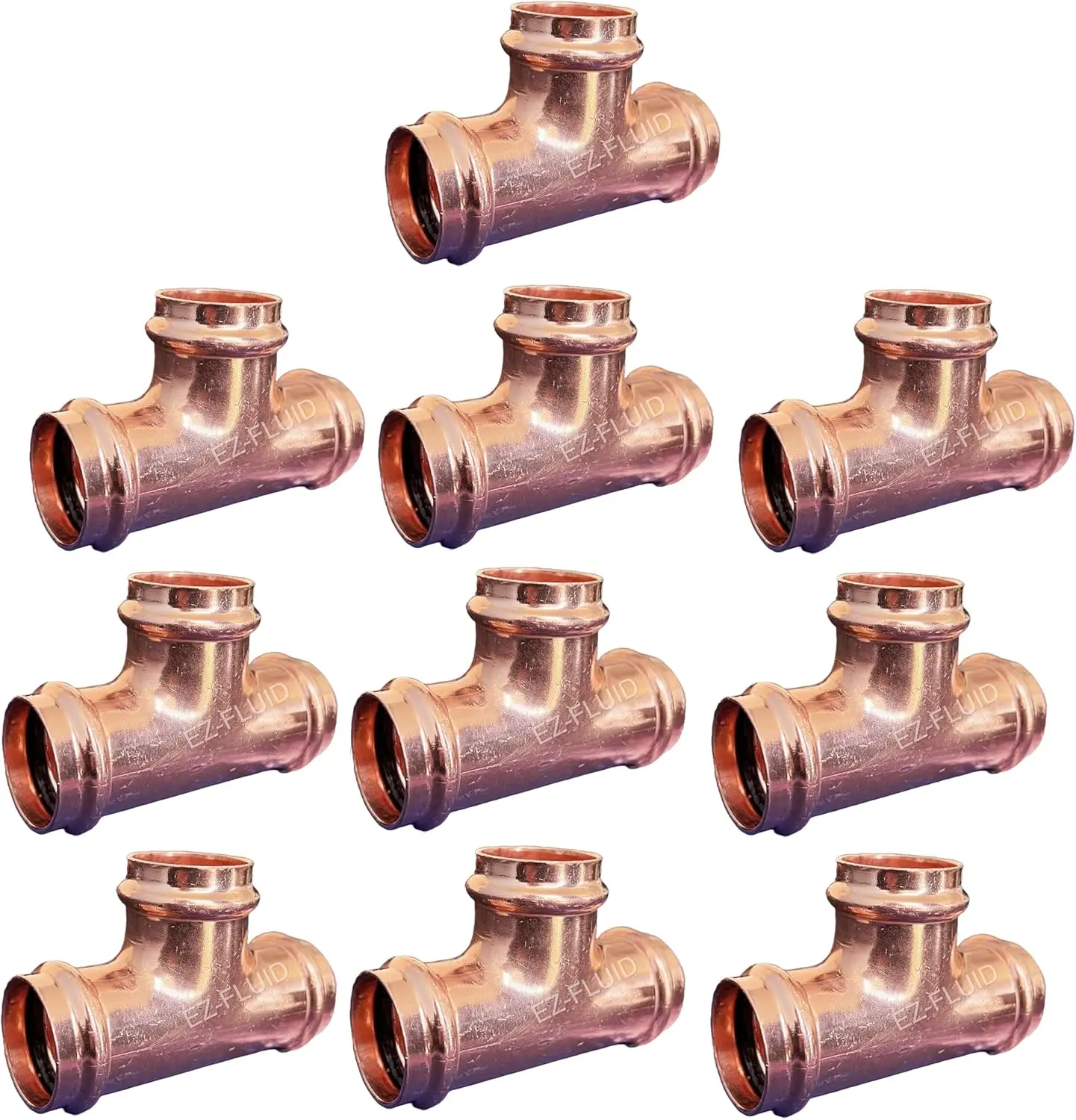 

3/4" Copper Press Tee Fitting, 3-Way Pro Press for Copper Tubing, Lead-Free, 10 Pack