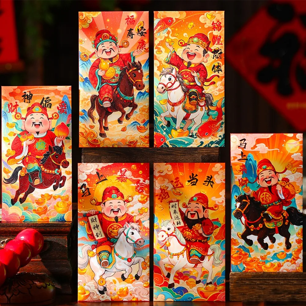 

6pcs 2026 Horse Year New Year Red Envelope Cartoon Chinese Style Lucky Money Bag Blessing Traditional Gift Bag