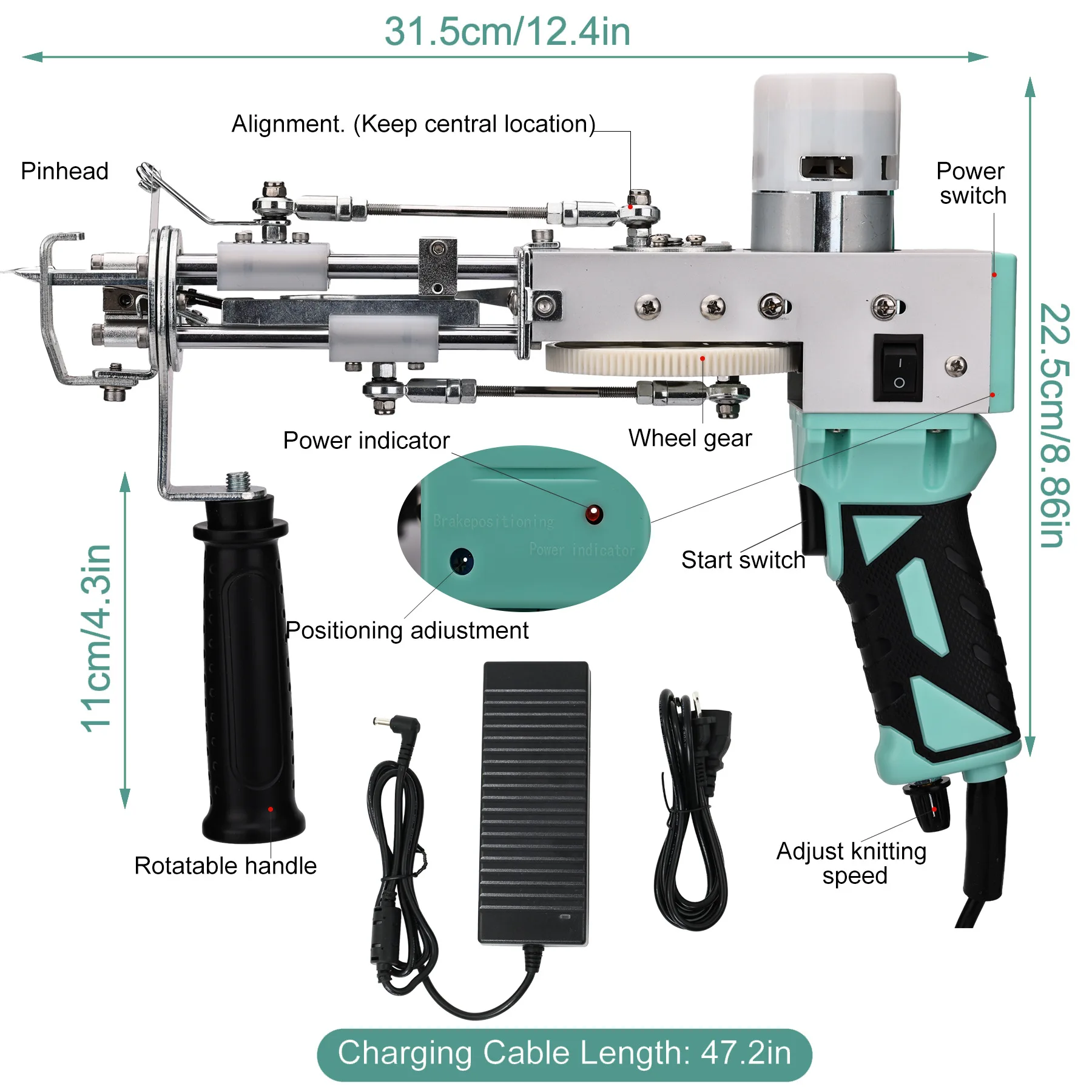 Imagem -04 - Pistola de Tufos em Mm19 mm Corte de Pilha Máquina de Tapete Kit Inicial Kit Elétrico de Tufos Ferramentas de Fabricação de Tapete