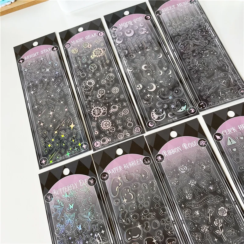 Laser three-dimensional hot silver gu card sticker basic handbook decoration material sticker