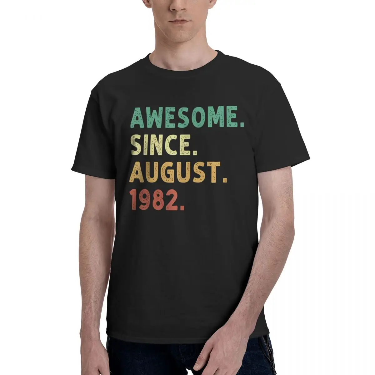 

Awesome Since August 1982 Print 100% Cotton Casual Breathable Confortable Top Funny Ugus T-Shirts Man Clothes
