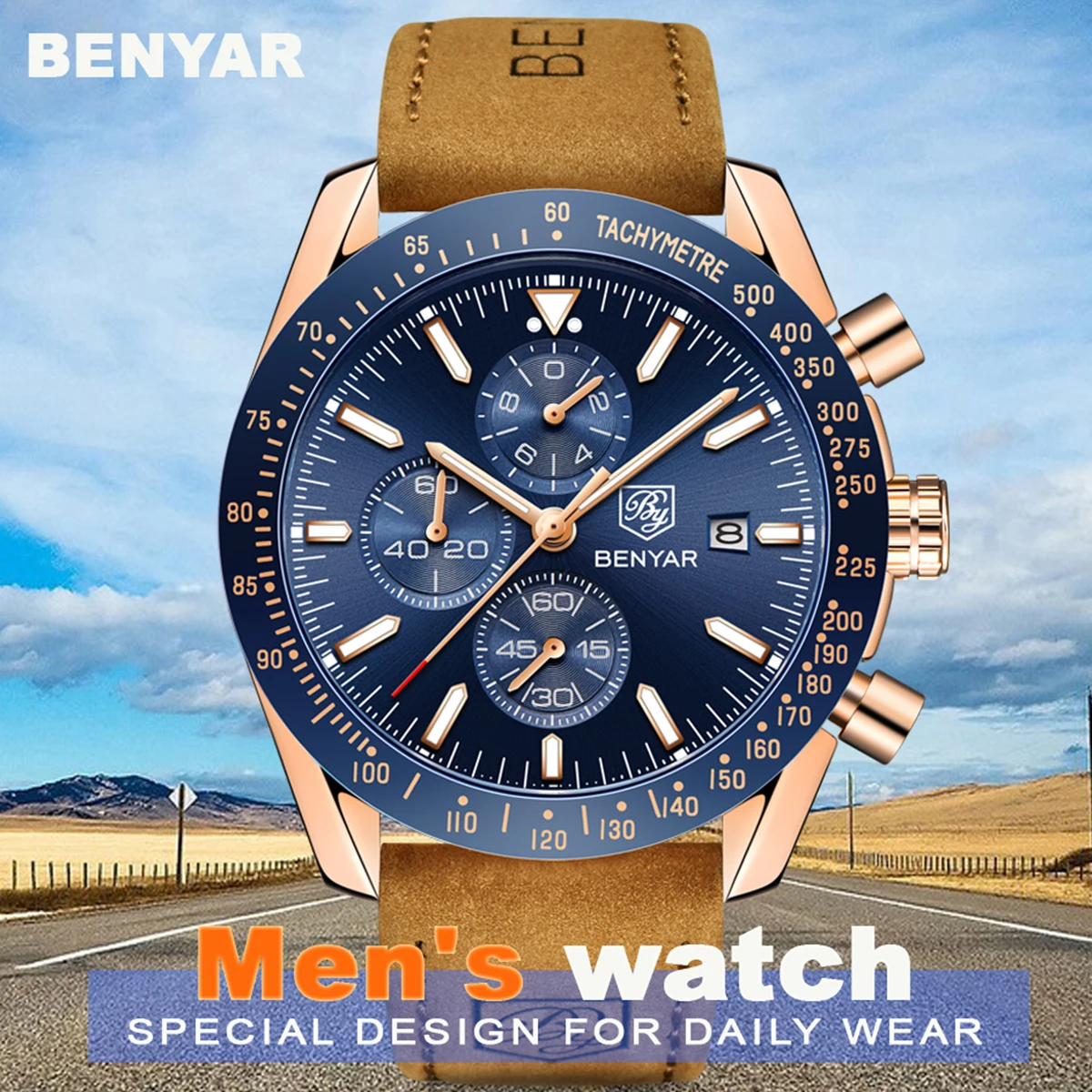 BENYAR Men\'s Watch Brand Luxury Silicone Strap Waterproof Sports Quartz Chronograph Military Watch Men\'s Clock Relogio Masculino