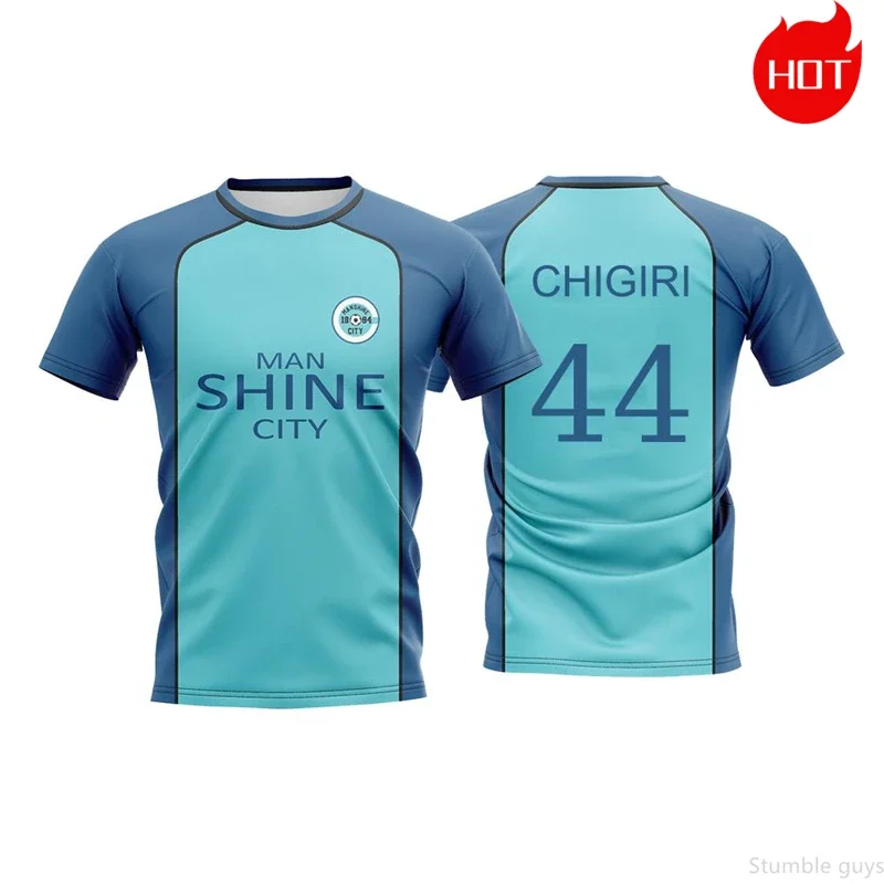 Weiches Stoff-T-Shirt in Blau für Umkleidekabinen, Anime-Stil, Fußballtrikot, Kinderbekleidung, Kurzarm-Harajuku-Cosplay für Männer und Frauen