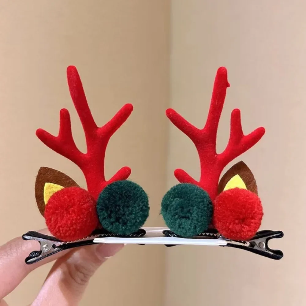 2pcs/Set Kawaii Christmas Elk Ear Hair Clip for Women Girls Santa Snowman Hairpin Xmas Party Barrettes for Kids Cosplay Headwear