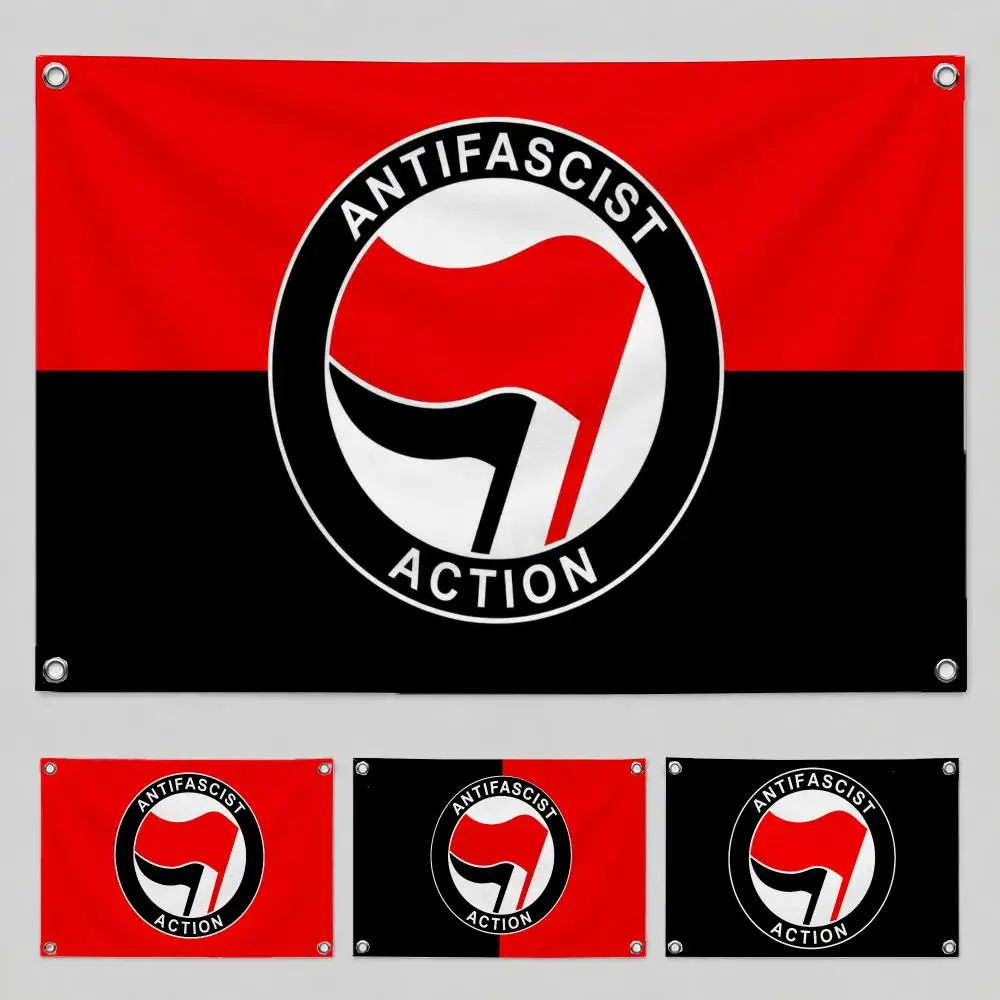 Pattern Antifascist Action Symbol Flags Home Yard & Garden Decor Banner - Indoor Outdoor Wall Hanging Flag