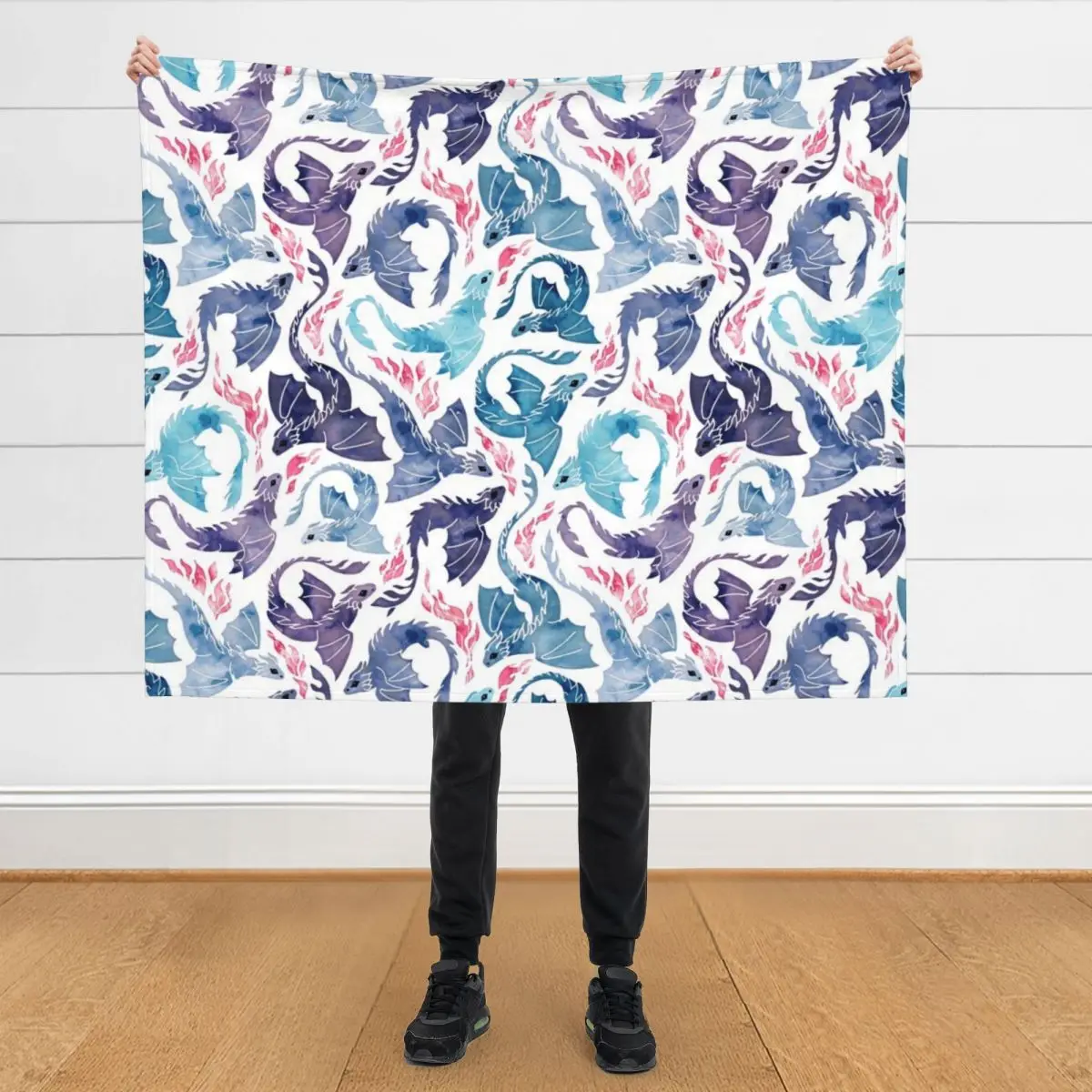 

Dragon fire turquoise & purple Throw Blanket Beach Decoratives funny gift halloween Blankets