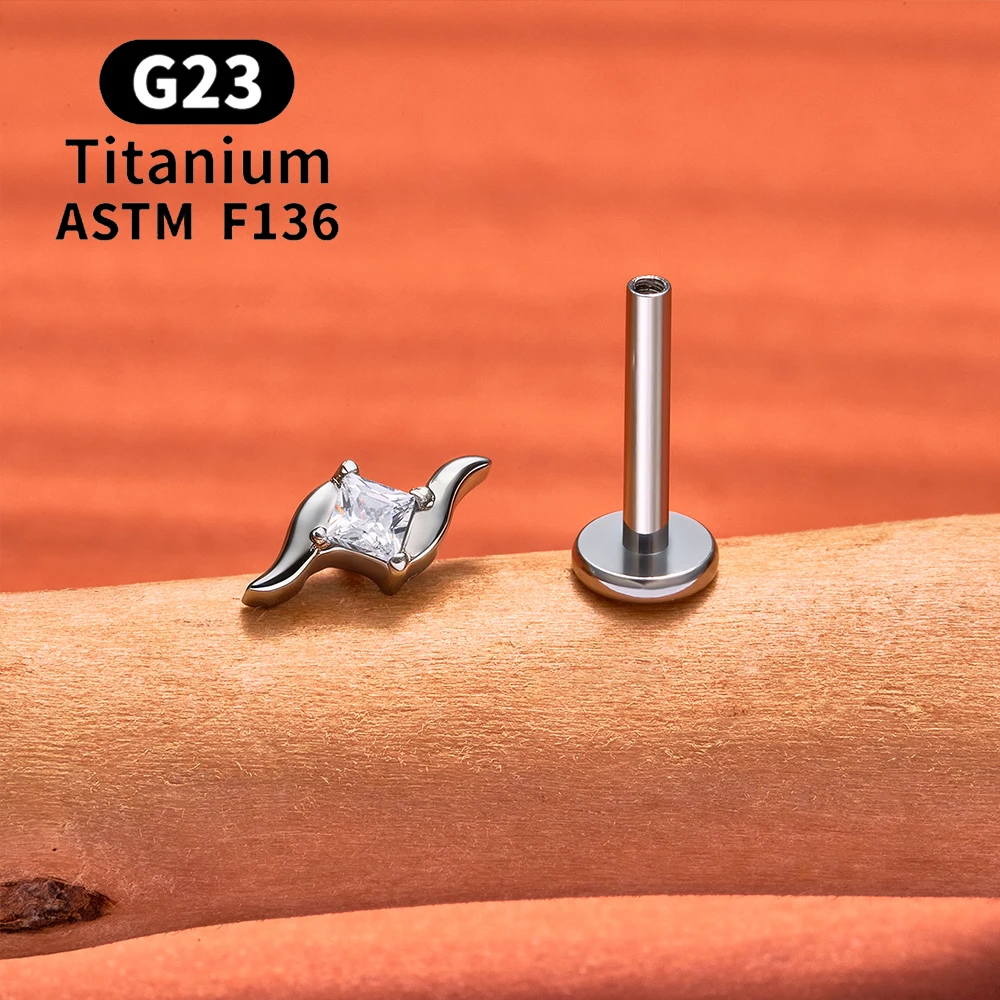 ASTM F136 Titan Muschel-Ohrstecker 16G CZ Flacher Rücken Labret Lippenstecker Helix Knorpel Tragus Ohrläppchen Ohrpiercing Schmuck – Detail 10