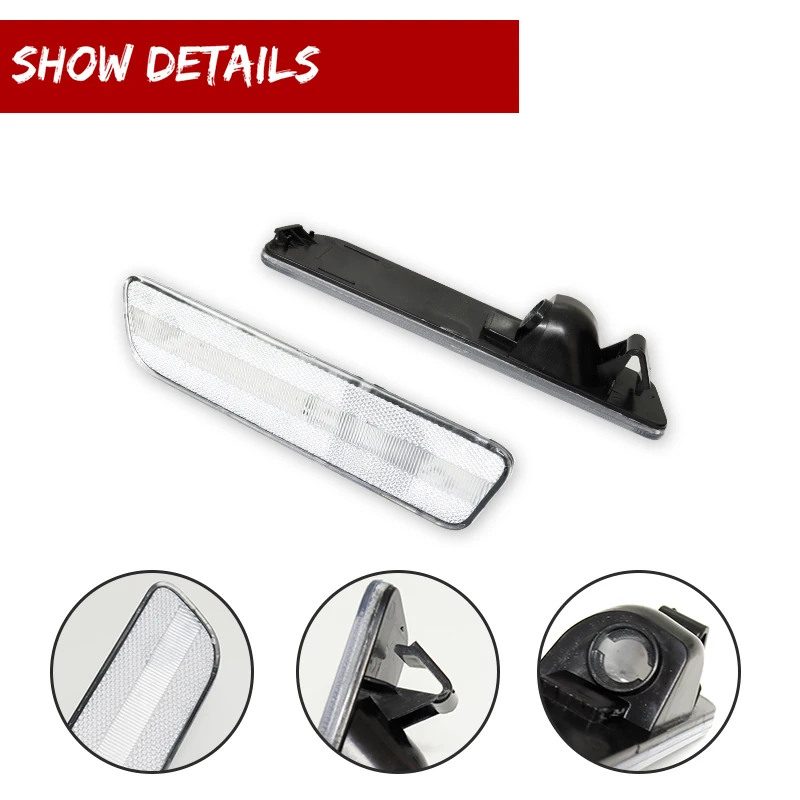 Gtinthebox Clear / Smoked / Red Lens Rear Bumper Side Marker Indicator Light Shell Housings For Ford Mustang 2005-2009 No Bulb