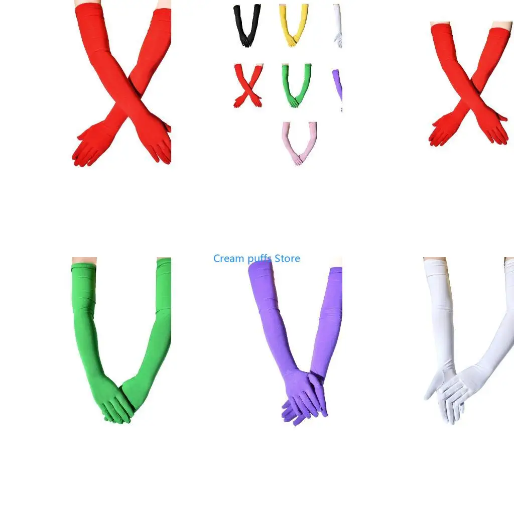 50LE Trendy Long Stretchy Gloves for Outdoor Activity Parties and Performances