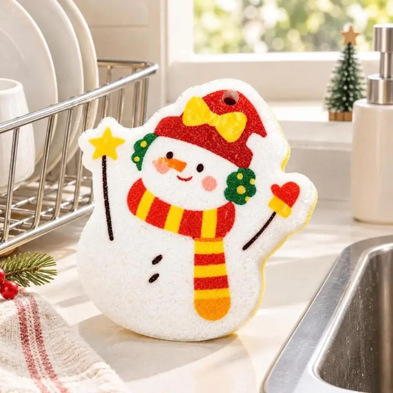 Christmas Theme Kitchen Cleaning Sponge Scrubber for Cookware, Cups, and Dishes B95B