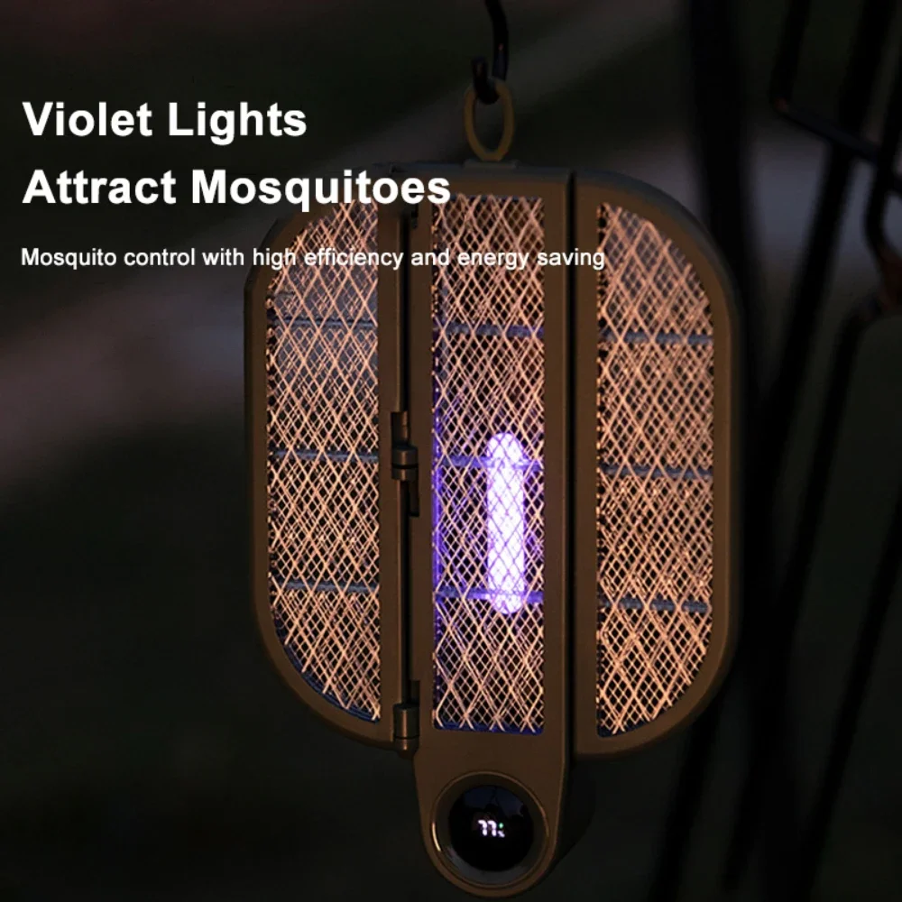 Foldable Electric Mosquito Swatter Handheld Killer Lamp USB Rechargeable Indoor Insect Trap Outdoor Camping Portable Bug Zapper